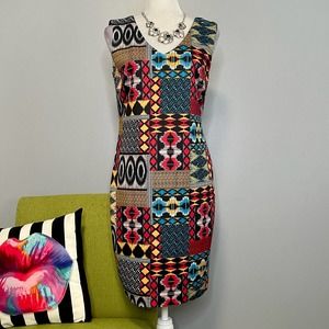 Catherine Malandrino Geometric Patchwork Sheath Dress Work Cocktail